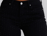 Jeans Donna Flare Fit Nero con Micro Strass – Vita Media, Effetto Glam Slanciante