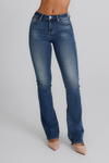 Jeans Donna Flare Fit Denim Medio – Vita Media, Gamba Svasata Effetto Slanciante