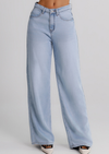 Jeans wide leg in denim chiaro