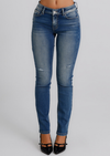 Jeans Donna Straight Fit Denim Medio con Dettagli Used – Vita Media, Stile Casual Moderno