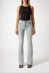 Jeans Donna Flare Fit Denim Chiaro – Vita Media, Gamba Svasata