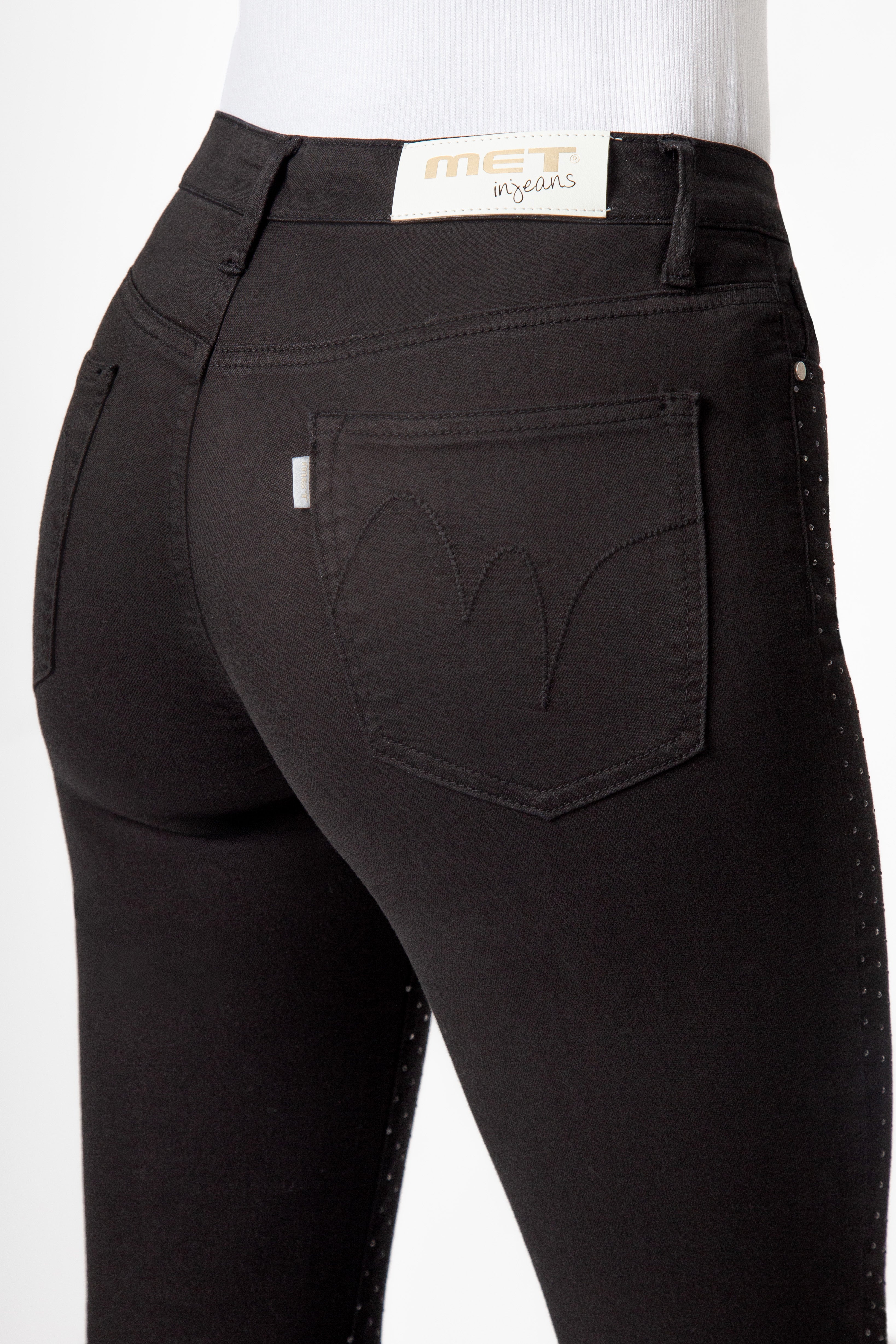 Jeans Donna Flare Fit Nero con Micro Strass – Vita Media, Effetto Glam Slanciante