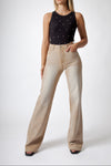Jeans Donna Straight Fit Beige – Denim Soft Touch a Vita Media, Taglio Moderno