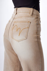 Jeans Donna Straight Fit Beige – Denim Soft Touch a Vita Media, Taglio Moderno