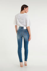 High Waisted Medium Blue Cara Skinny Jeans
