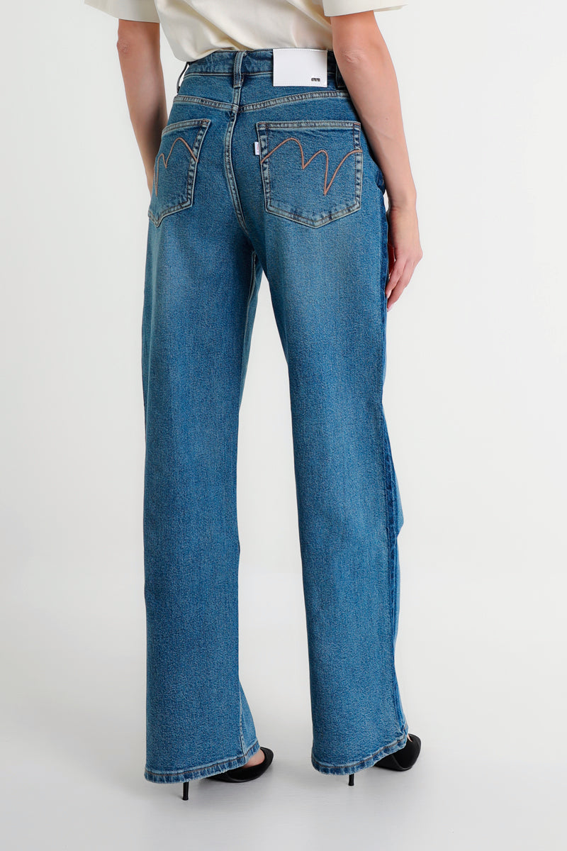 Jeans Chloé Wide Leg Blu Medio a Vita Alta