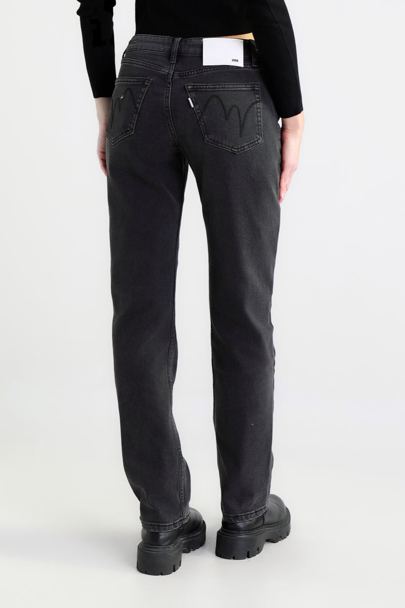 Jeans straight fit nero délavé