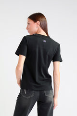 Black Rhinestone Slogan T-shirt