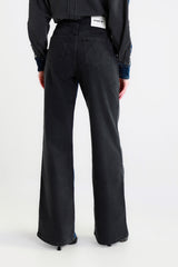 Two-Tone Flare Jeans in Denim and Black