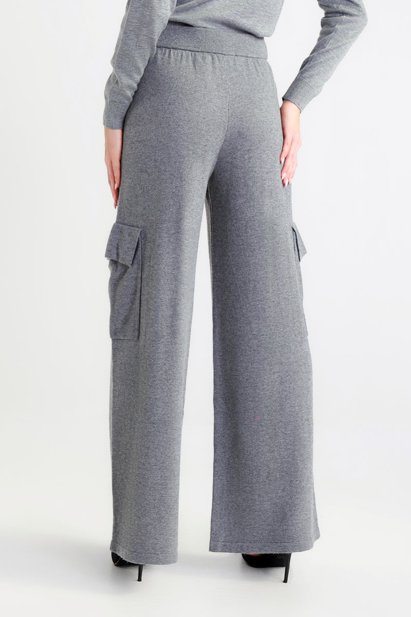 Pantalone Donna Cargo In Maglia A Gamba Larga