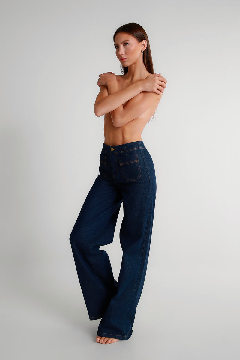 Jeans palazzo blu scuro