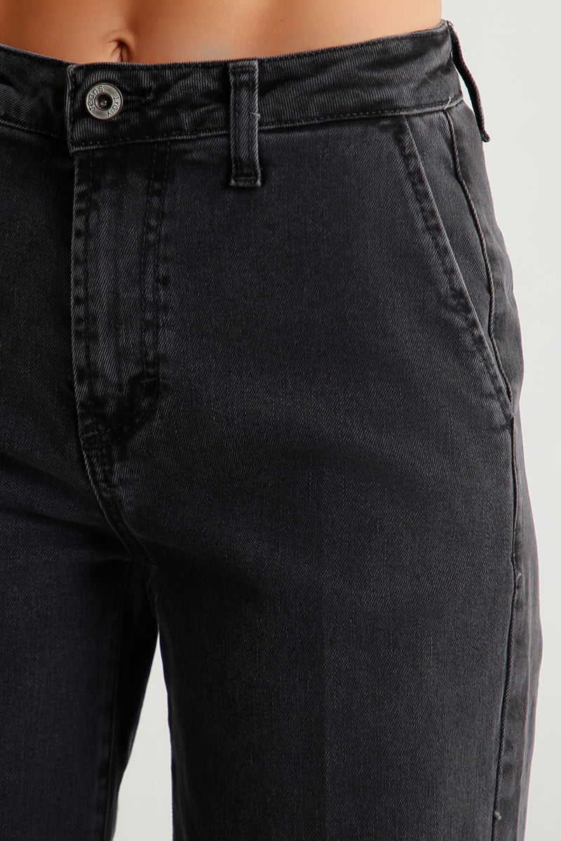 Jeans palazzo nero slavato