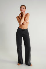 Washed black wide-leg jeans