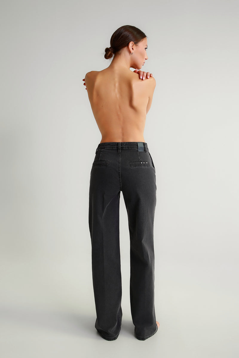 Jeans palazzo nero slavato