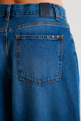 Blue palazzo jeans with turn-up