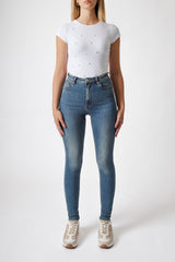 High-Waisted Blue Skinny Jeans