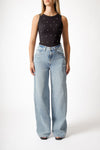 Jeans wide leg effetto used