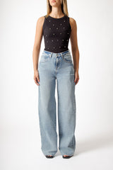 Jeans wide leg effetto used