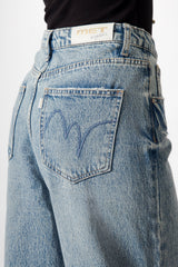Jeans wide leg effetto used