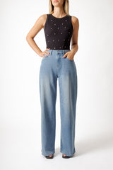 Jeans wide leg in denim stretch