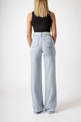 Jeans wide leg in denim chiaro