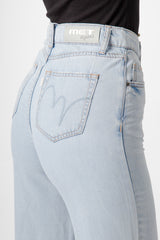 Jeans wide leg in denim chiaro