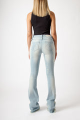 Jeans Donna Wide Leg Destroyed – Denim Chiaro Effetto Vintage