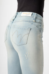 Jeans Donna Wide Leg Destroyed – Denim Chiaro Effetto Vintage