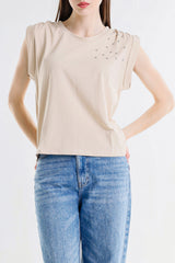 Top Donna Sleeveless con Dettagli Luminosi – Fit Morbido, Stile Minimal Chic