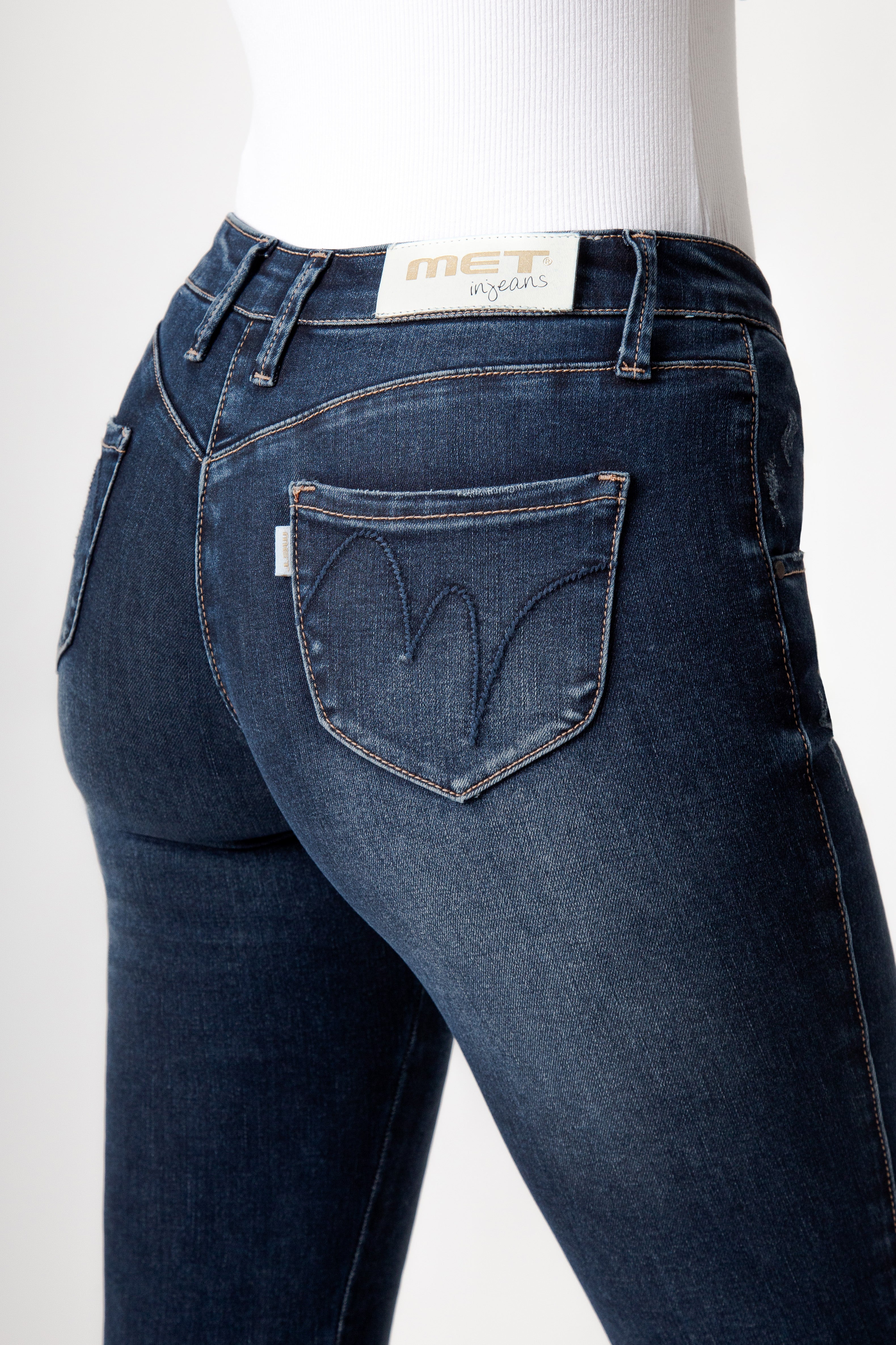 Jeans Donna Skinny Fit Denim Scuro – Vita Media, Effetto Second Skin