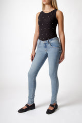 Jeans Donna Straight Slim Fit Denim Chiaro – Vita Media, Linea Essenziale