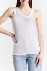 RHINESTONE ONE-SHOULDER TOP
