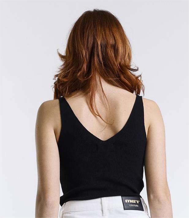 TOP SCOLLO A V CON STRASS