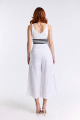 PANTALONE CULOTTE LINO RICAMO PALMA