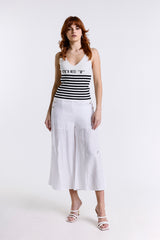 PANTALONE CULOTTE LINO RICAMO PALMA