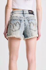 SHORTS DENIM CON BORCHIE