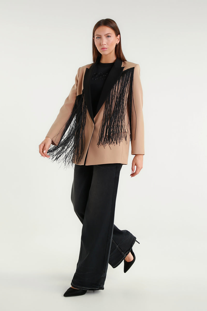 Blazer con frange in contrasto