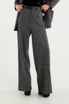 Pantaloni Grigi A Vita Alta Con Dettaglio In Ecopelle