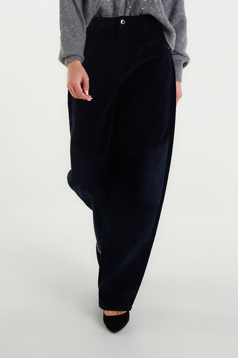 Pantaloni ampi in velluto blu