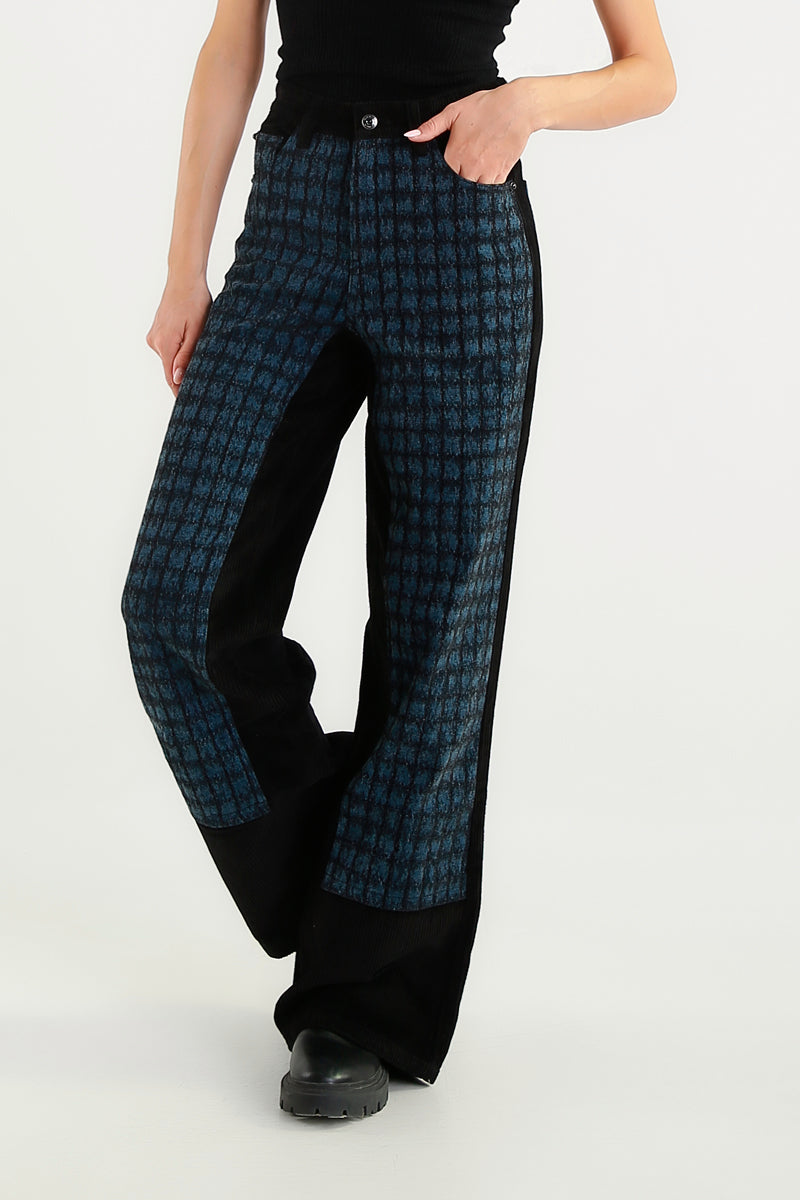 Pantaloni A Gamba Larga Con Inserti A Contrasto