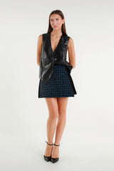 Blue Mini Skirt with Black Side Inserts