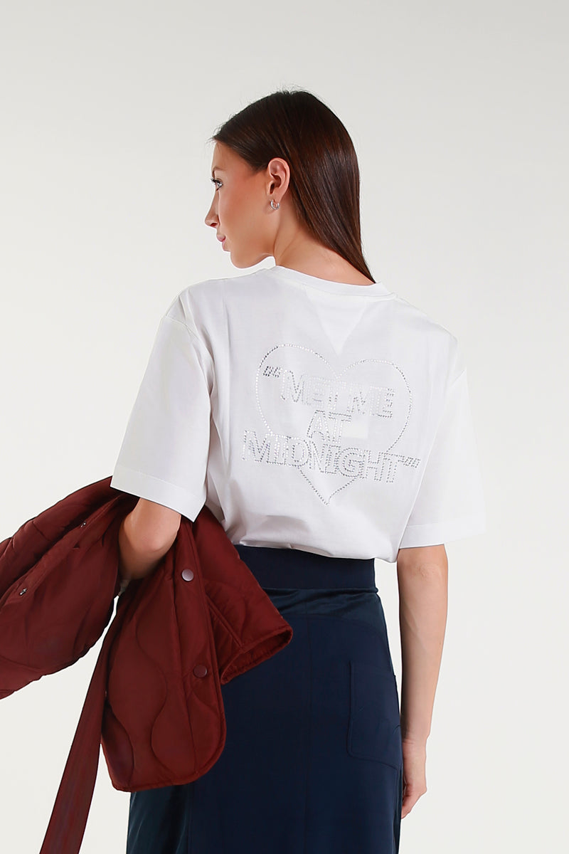 T-shirt bianca basic con logo minimal