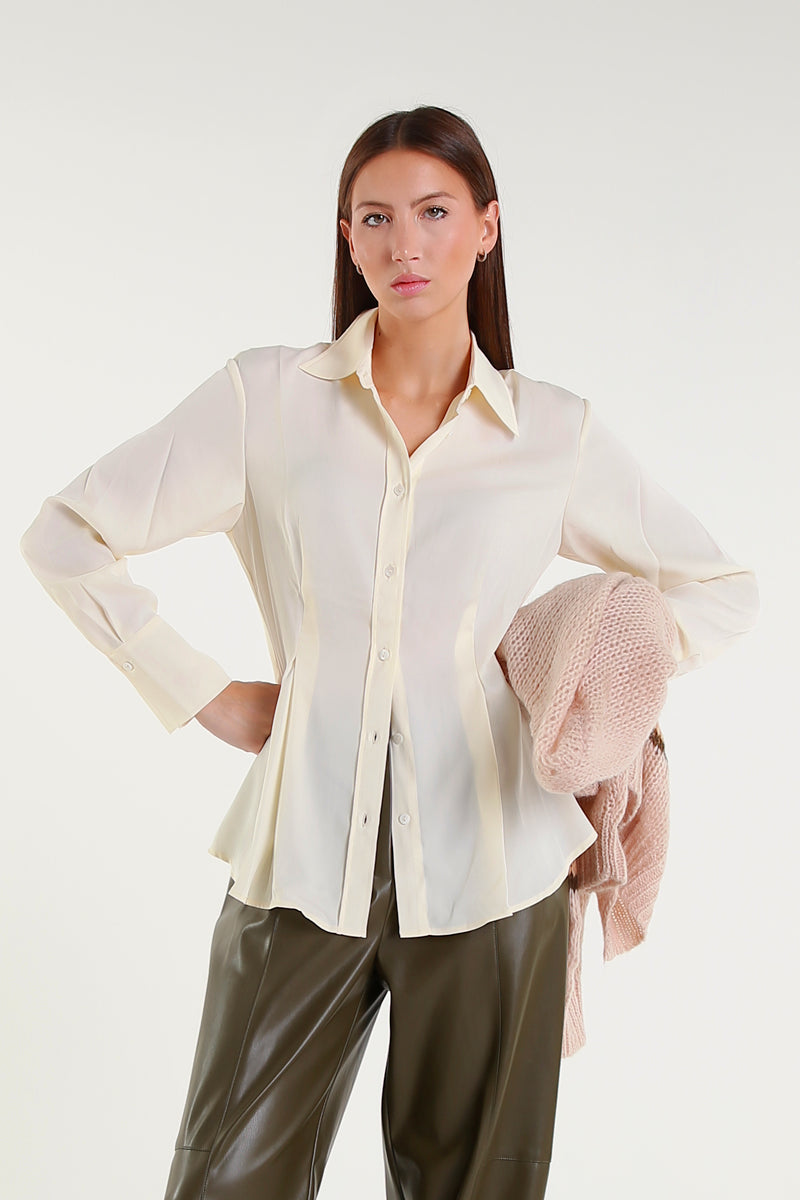 Camicia avorio elegante a maniche lunghe