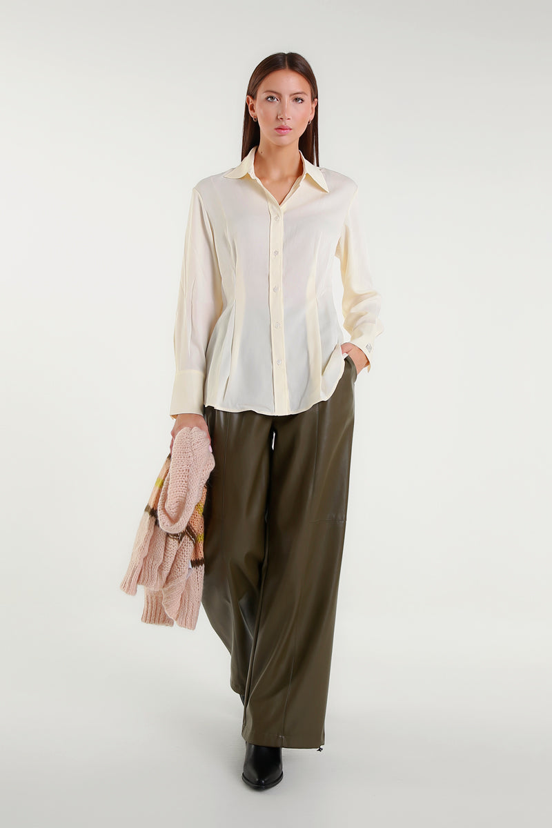 Camicia avorio elegante a maniche lunghe