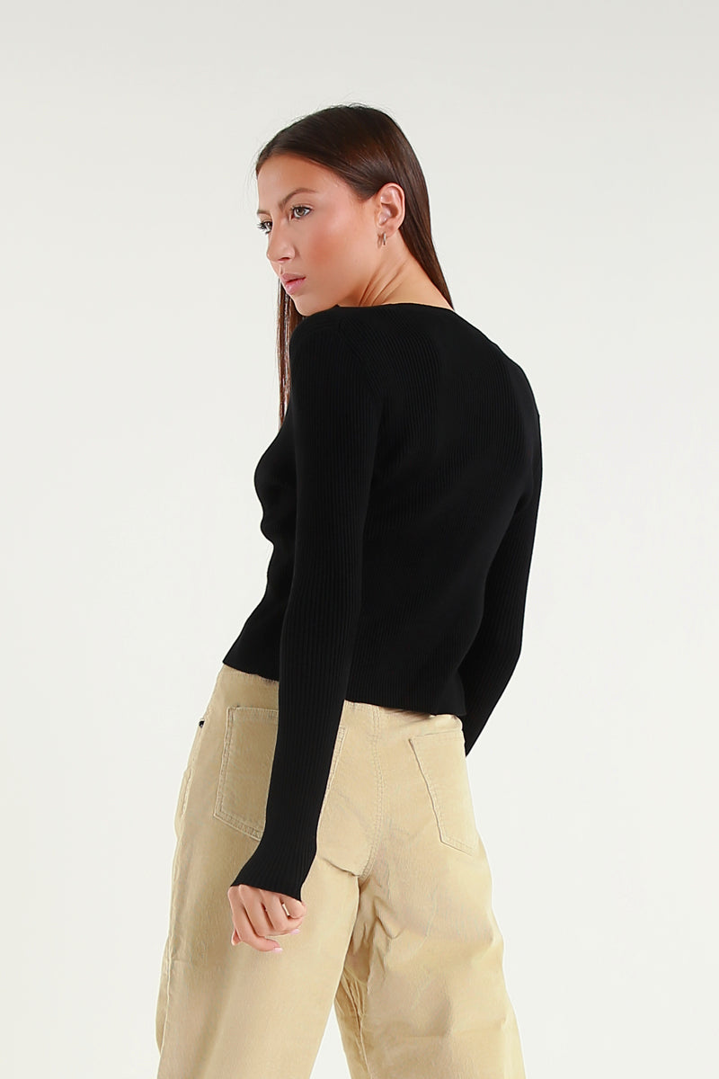 Maglia Nera Con Scollo A V