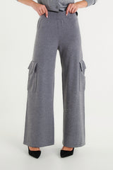 Women's Wide Leg Knit Cargo Trousers