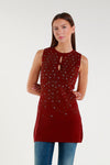 Sleeveless top with tear drop neckline