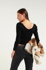 Black Cropped Rhinestone Top