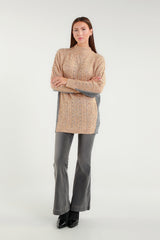 Maglione Bicolore con Dettagli Strass