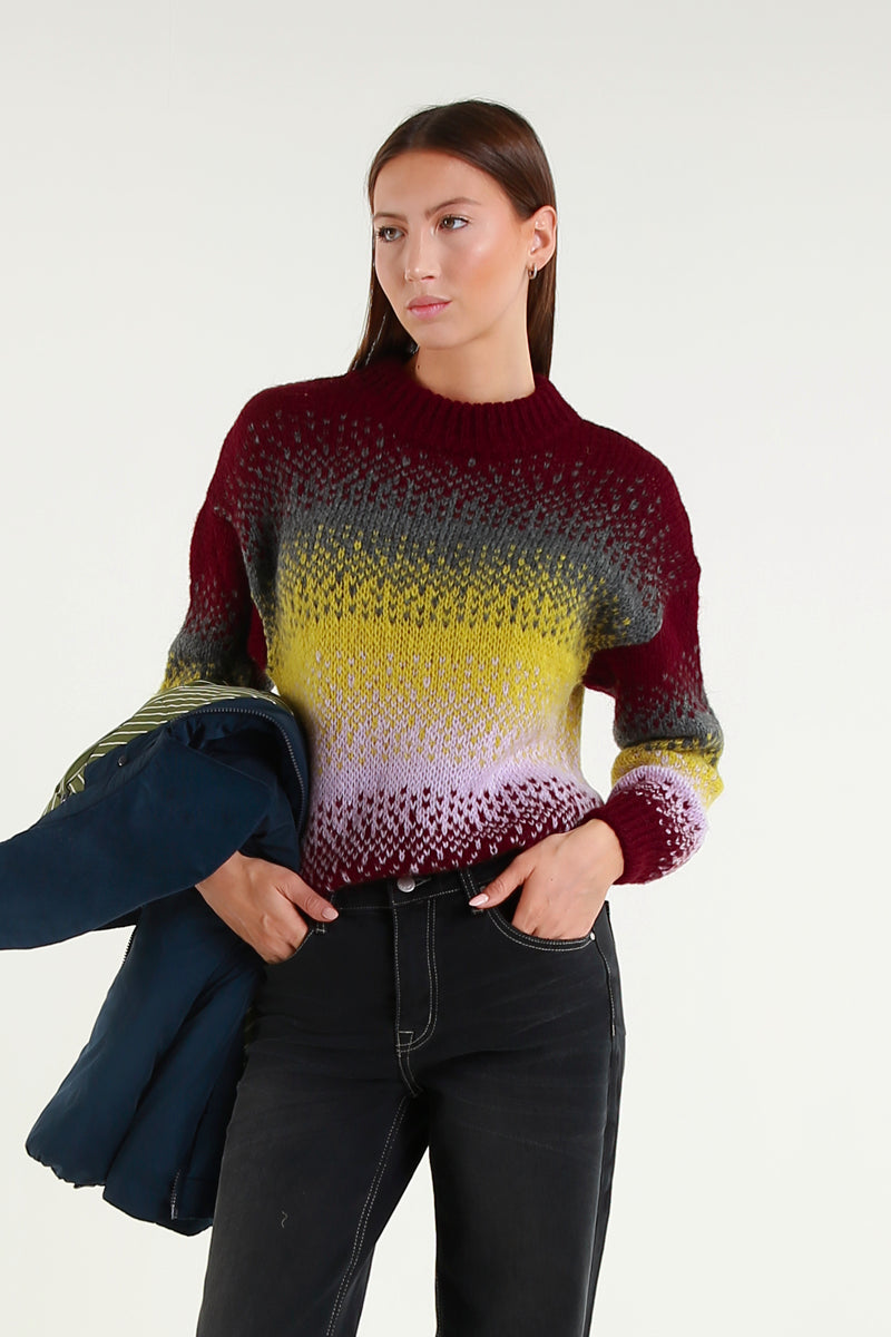 Maglia Donna Multicolor con Sfumature Gradientate